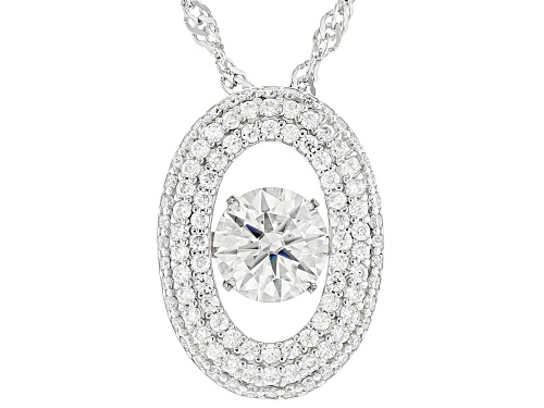 Pre-Owned MOISSANITE FIRE® 1.82CTW DEW ROUND  PLATINEVE® DANCING PENDANT AND CHAIN