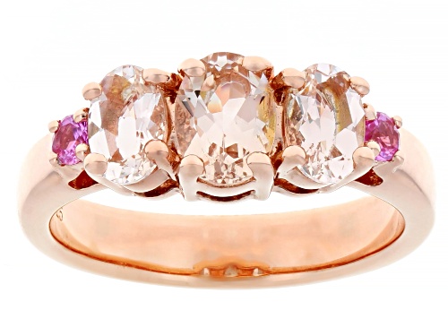 Pre-Owned 1.30ctw Morganite with 0.10ctw Lab Created Pink Sapphire 18k Rose Gold Over Sterling Silve - Size 9