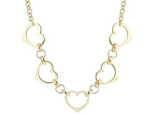 Pre-Owned 18k Yellow Gold Over Bronze Heart Station 18" Necklace - Size 18