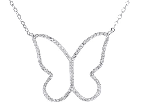 Pre-Owned 0.25ctw Round White Diamond Rhodium Over Sterling Silver Butterfly Necklace - Size 16