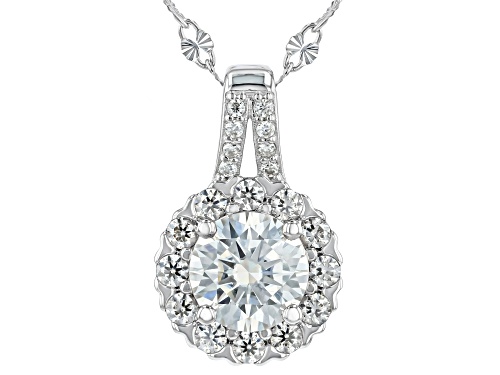 Pre-Owned MOISSANITE FIRE® 1.16CTW DEW ROUND  PLATINEVE® PENDANT WITH CHAIN