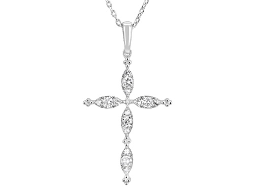 Pre-Owned Prazana® Lab-Grown Diamonds 0.35ctw Round Diamond Rhodium Over Silver Cross Pendant/Chain,