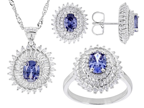 Pre-Owned Bella Luce® Esotica™ 10.61ctw Tanzanite and White Diamond Simulants Rhodium Plated Ottone