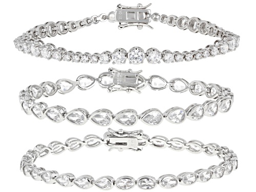 Pre-Owned Bella Luce® Ottone 35.12ctw White Diamond Simulant Rhodium Plated Bracelet Set of 3 - Size 7.25
