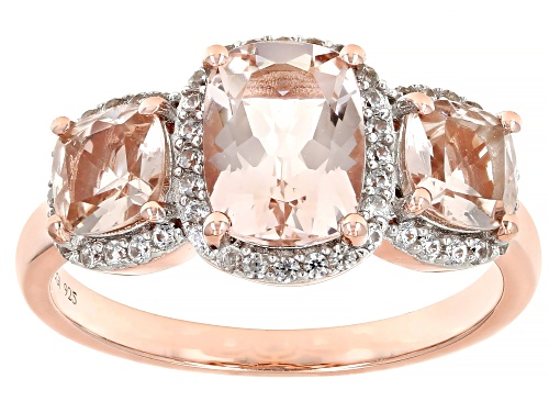 Pre-Owned 2.02ctw Peach Morganite With 0.39ctw White Zircon 18k Rose Gold Over Sterling Silver Ring - Size 9