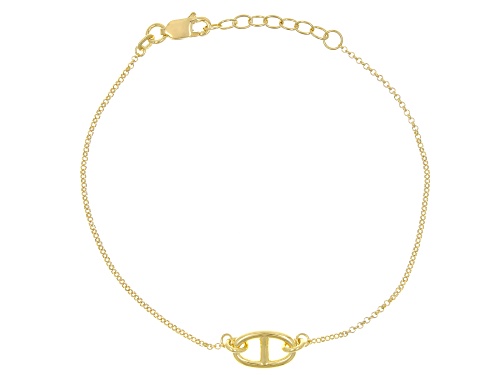 Pre-Owned 18k Yellow Gold Over Sterling Silver Mariner Link Station Bracelet - Size 7.25