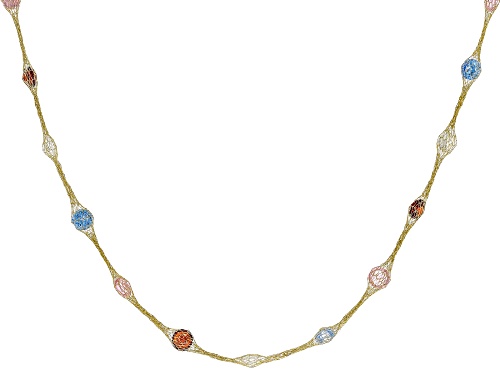 Pre-Owned Splendido Italian Jewelry™ 10k Gold Tuscan Crochet with 7.31ctw Multicolor Cubic Zirconia - Size 20
