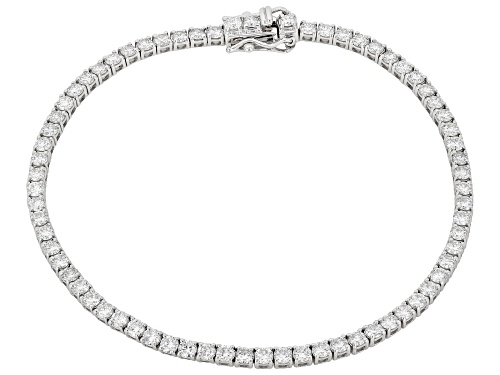 Pre-Owned Prazana® Lab-Grown Diamonds 4.00ctw Round Diamond Rhodium Over Silver Tennis Bracelet, G-H - Size 7.25