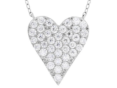 Pre-Owned MOISSANITE FIRE® 1.52CTW DEW ROUND BRILLIANT PLATINEVE® HEART NECKLACE - Size 18