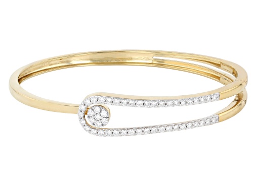Pre-Owned Prazana® Lab-Grown Diamonds 1.00ctw Round White Diamond 14K Gold Over Silver Bangle Bracel - Size 7