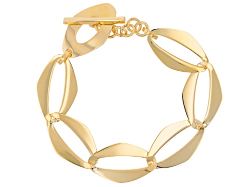 Pre-Owned Moda Al Massimo® 18k Yellow Gold Over Bronze Elongated Curb Bracelet. Made in Italy. - Size 8