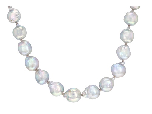 Pre-Owned 7-7.5mm Platinum Cultured Japanese Akoya Pearl Sterling Silver Strand Necklace - Size 18