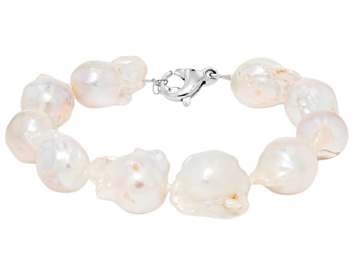 Pre-Owned Genusis™ 13-16mm White Cultured Freshwater Pearl Rhodium Over Sterling Silver Bracelet