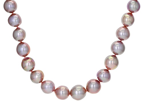 Pre-Owned 9-12mm Pink Cultured Kasumiga Pearl Rhodium Over Sterling Silver 20 Inch Necklace - Size 20