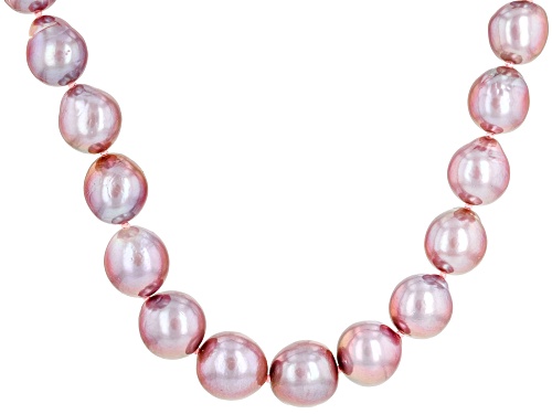 Pre-Owned 9-12mm Purple Cultured Kasumiga Pearl Rhodium Over Sterling Silver 20 Inch Necklace - Size 20