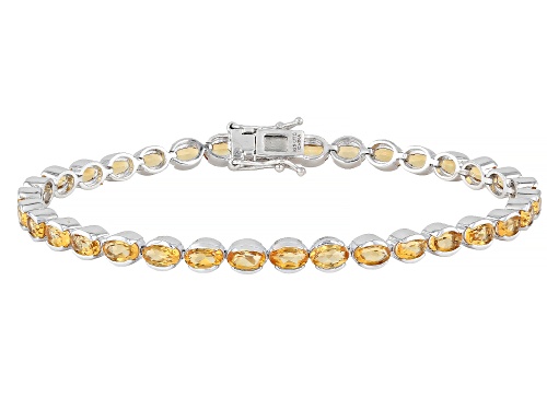 Pre-Owned 6.75ctw Citrine Rhodium Over Sterling Silver Bracelet - Size 6.75