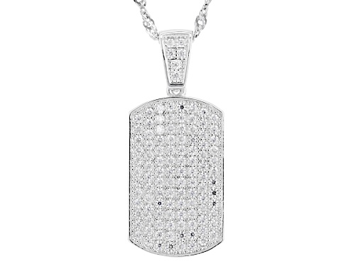 Pre-Owned MOISSANITE FIRE® 1.48CTW DEW ROUND BRILLIANT PLATINEVE® DOG TAG PENDANT AND CHAIN