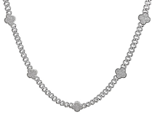 Pre-Owned Bella Luce® Ottone 10.76ctw White Diamond Simulant Rhodium Plated Monaco Link Clover Neckl - Size 18