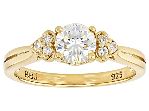 Pre-Owned 1.10ct Strontium Titanate With 0.05ctw Moissanite 18k Yellow Gold Over Sterling Silver Rin - Size 10