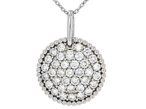 Pre-Owned Prazana® Lab-Grown Diamonds 1.55ctw Round Diamond Rhodium Over Silver Circle Pendant/Chain