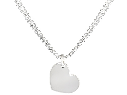 Pre-Owned Sterling Silver Heart Pendant with 2-Strand Bead Chain