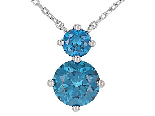 Pre-Owned Prazana® Lab-Grown Diamonds 1.90ctw Round Blue Diamond Rhodium Over Sterling Silver Statio - Size 18