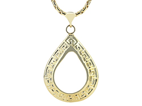 Pre-Owned Moda Al Massimo® 18K Yellow Gold Over Bronze Tear Drop Greek Key Pendant On 3mm Cardano 18 - Size 18