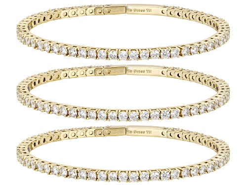 Pre-Owned Bella Luce® Ottone 27.69ctw White Diamond Simulant 18k Yellow Gold Over Brass Flex Bangle - Size 7