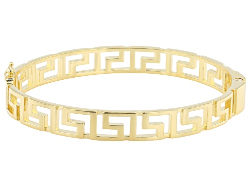 Pre-Owned Moda Al Massimo® 18K Yellow Gold Over Bronze Polished Open Greek Key Bangle Bracelet - Size 7
