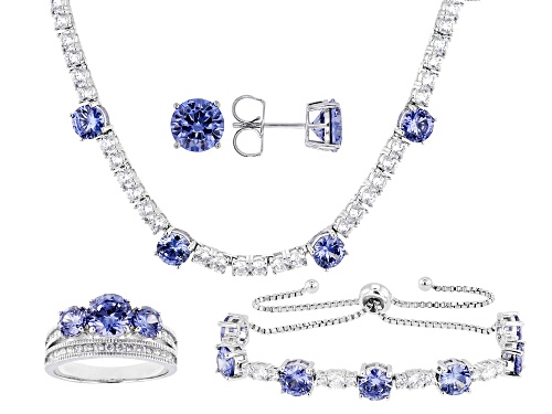 Pre-Owned Bella Luce® Esotica™ 62.07ctw Tanzanite And White Diamond Simulants Rhodium Plated Ottone