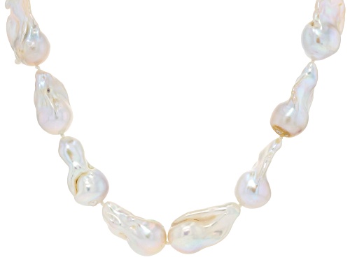 Pre-Owned Genusis™ 13-16mm White Cultured Freshwater Pearl Rhodium Over Sterling Silver 20 Inch Neck - Size 20