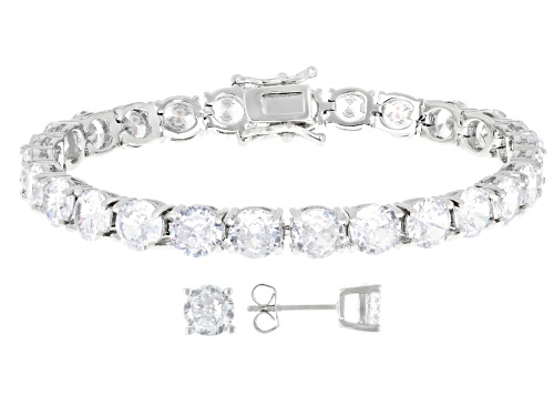 Pre-Owned Bella Luce® 37.44ctw White Diamond Simulant Rhodium Over Brass Jewelry Set