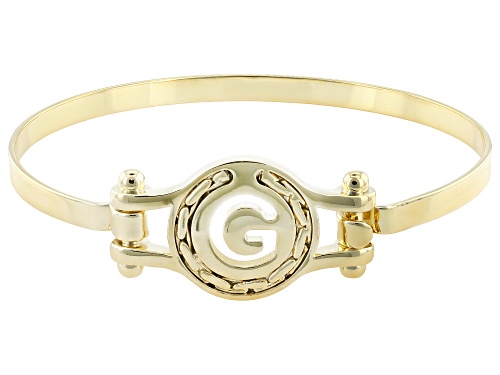 Pre-Owned Moda Al Massimo® 18K Yellow Gold Over Bronze Cardano Initial "G" Bangle - Size 8