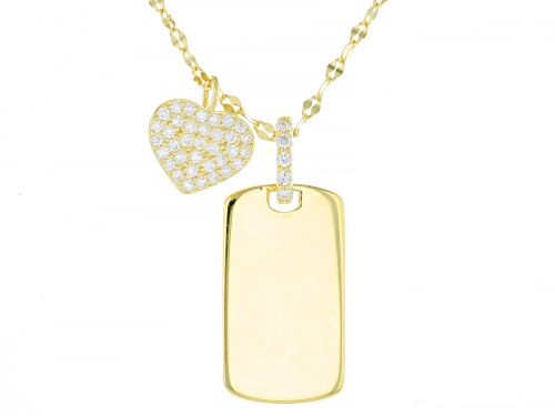 Pre-Owned MOISSANITE FIRE® 0.40CTW DEW ROUND BRILLIANT 14K YELLOW GOLD OVER SILVER PENDANT AND CHAIN
