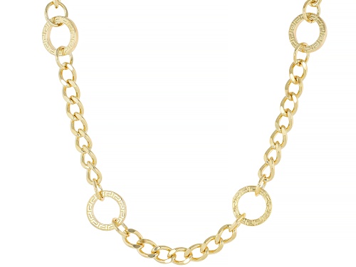 Pre-Owned Moda Al Massimo® 18K Yellow Gold Over Bronze Greek Key Curb Link 20 Inch Station Necklace - Size 20