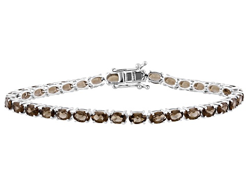 Pre-Owned 10.00ctw Smoky Quartz Rhodium Over Sterling Silver Tennis Bracelet - Size 7.25