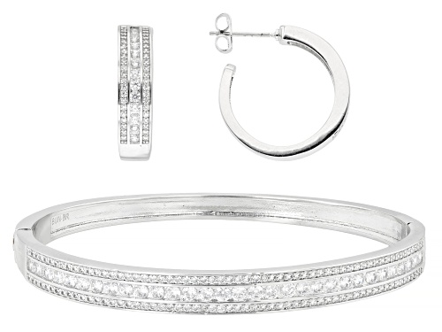 Pre-Owned Bella Luce® Ottone 5.98ctw White Diamond Simulant Rhodium Plated Bracelet and Earring Set