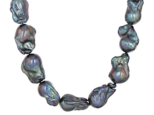 Pre-Owned Genusis™ 12-13mm Black Cultured Freshwater Pearl 14K Yelow Gold Over Silver 20 Inch Strand - Size 20
