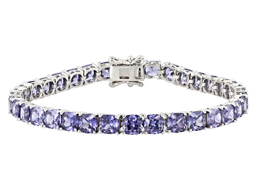 Pre-Owned Bella Luce® Esotica™ 28.35ctw Tanzanite Simulant Rhodium Plated Ottone Tennis Bracelet - Size 8