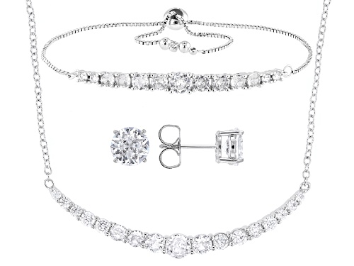 Pre-Owned Bella Luce® Ottone 12.81ctw White Diamond Simulant Rhodium Plated Necklace, Bracelet, and