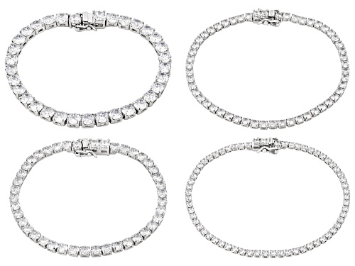 Pre-Owned Bella Luce® Ottone 59.97ctw White Diamond Simulant Rhodium Plated Bracelet Set of 4 - Size 8