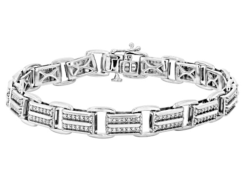 Pre-Owned Prazana®Lab-Grown Diamonds 2.00ctw Round Diamond Rhodium Over Silver Mens Tennis Bracelet - Size 8.5
