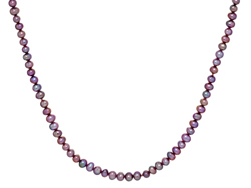 Pre-Owned 4mm Purple Cultured Fresh Water Pearl Rhodium Over Sterling Silver 18" Strand Necklace - Size 18