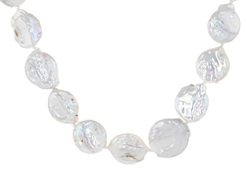 Pre-Owned 15mm White Cultured Freshwater Pearl Rhodium Over Sterling Silver 18" Strand Necklace - Size 18
