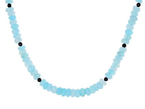Pre-Owned 5-6mm Peruvian Opal With 2.5-3mm Black Spinel Rhodium Over Sterling Silver Necklace - Size 18