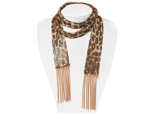 Pre-Owned Off Park® Collection, Gold Tone Leopard Print Mesh Shawl Necklace