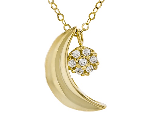 Pre-Owned Splendido Italian Jewelry™ 10k Yellow Gold Star & Moon Glow Necklace with Cubic Zirconia 0 - Size 18