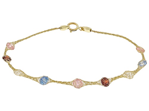 Pre-Owned Splendido Italian Jewelry™ 10k Gold Tuscan Crochet With 2.95ctw Multicolor Cubic Zirconia - Size 7.5