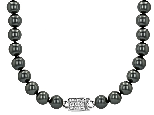 Pre-Owned Pearlfection® 12mm Tahitian Simulant With Bella Luce® Rhodium Plated 18" Strand Necklace - Size 18