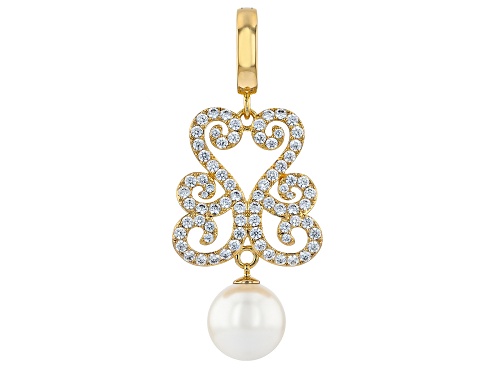 Pre-Owned Pearlfection® 14mm White South Sea Simulant With Bella Luce® 18K Yellow Gold Plated Enhanc